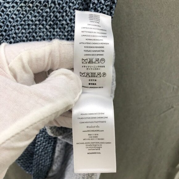 Michael Kors Short Sleeve Shift Dress XS Blue Printed Crewneck Knee Length - Picture 8 of 10